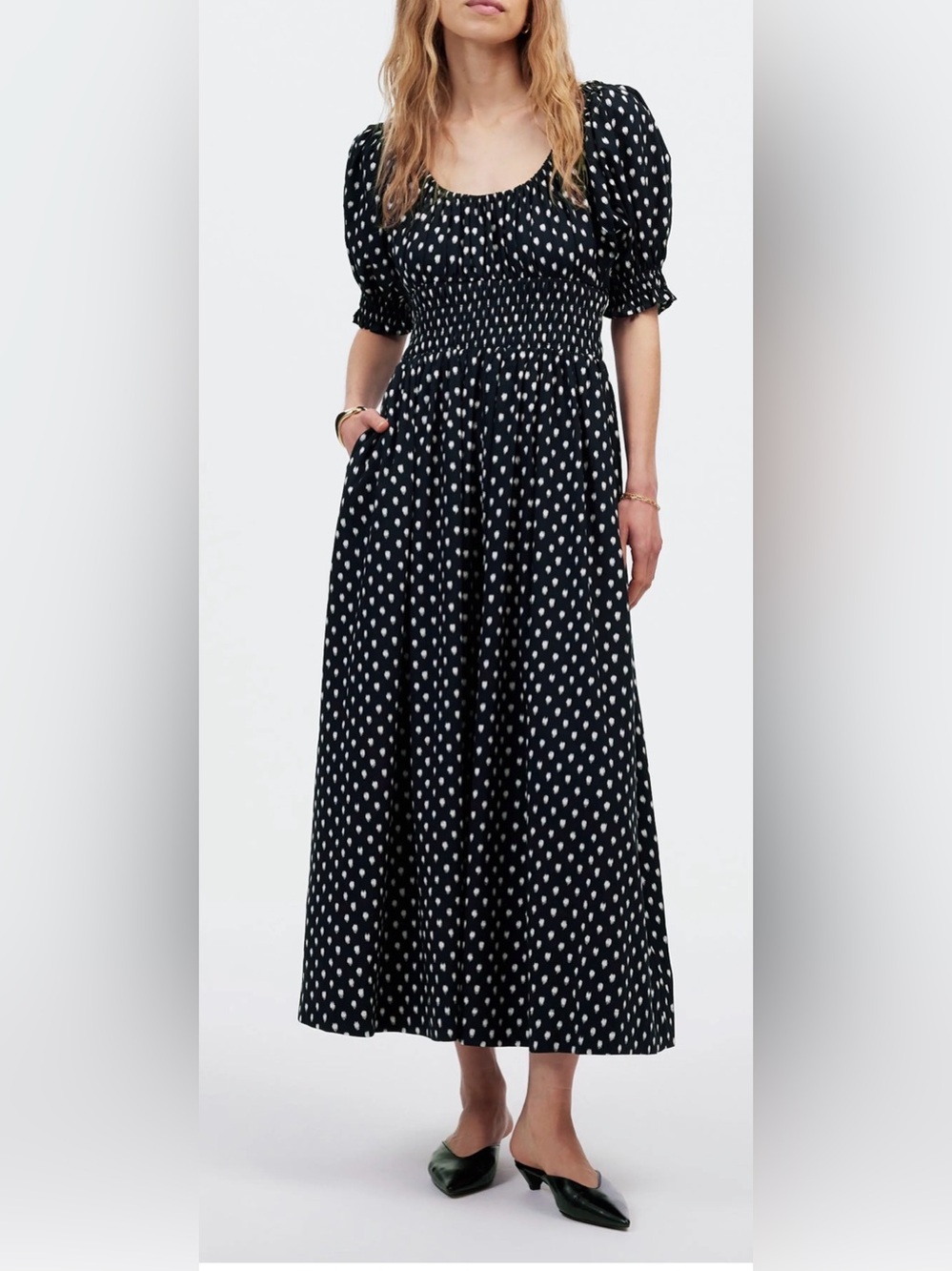 NWT Madewell Shibori Dot Smocked Dress